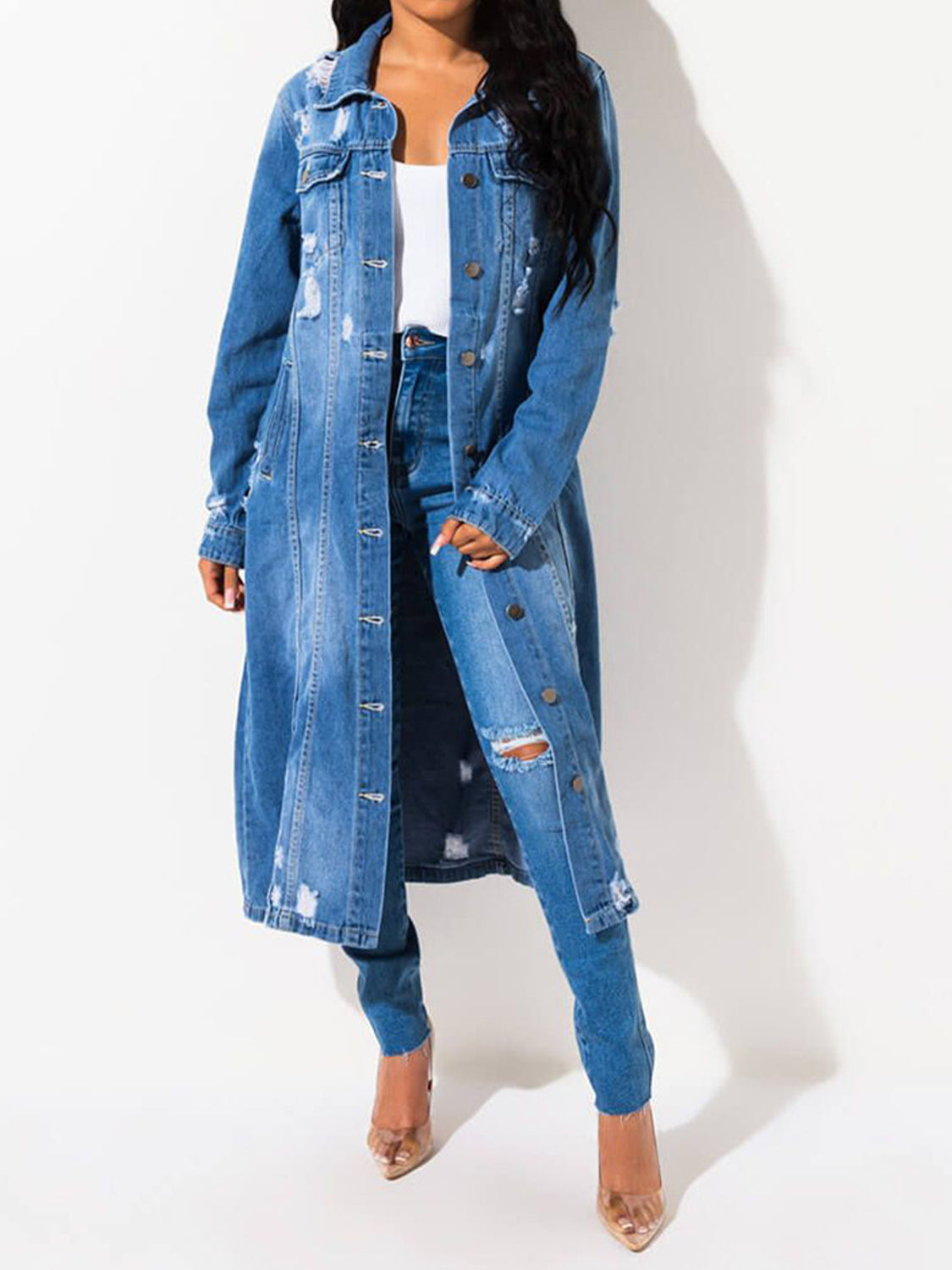 "Denim Dynasty" Longline Coat Set