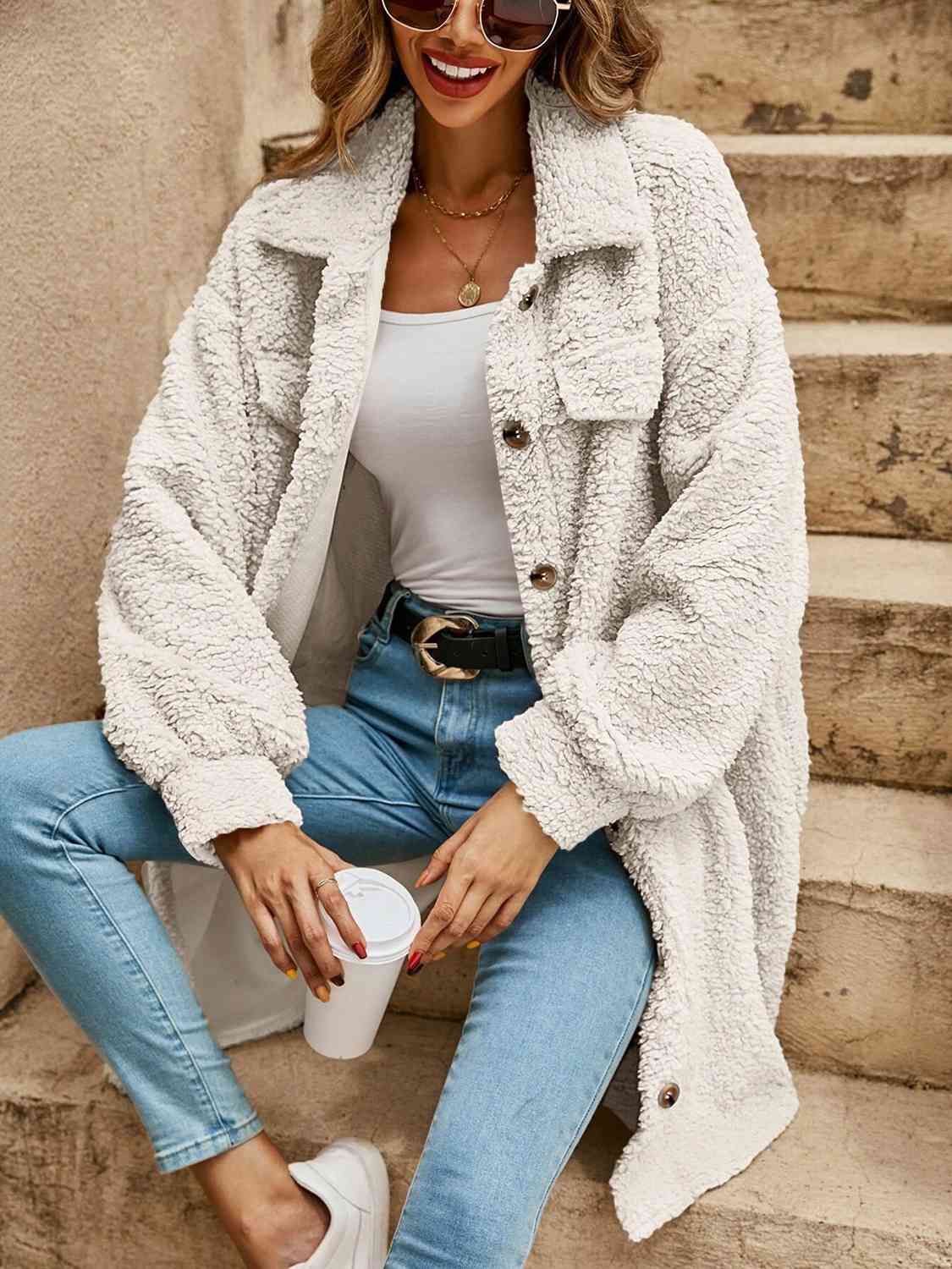 Queen Comfort Sherpa Coat 🤍