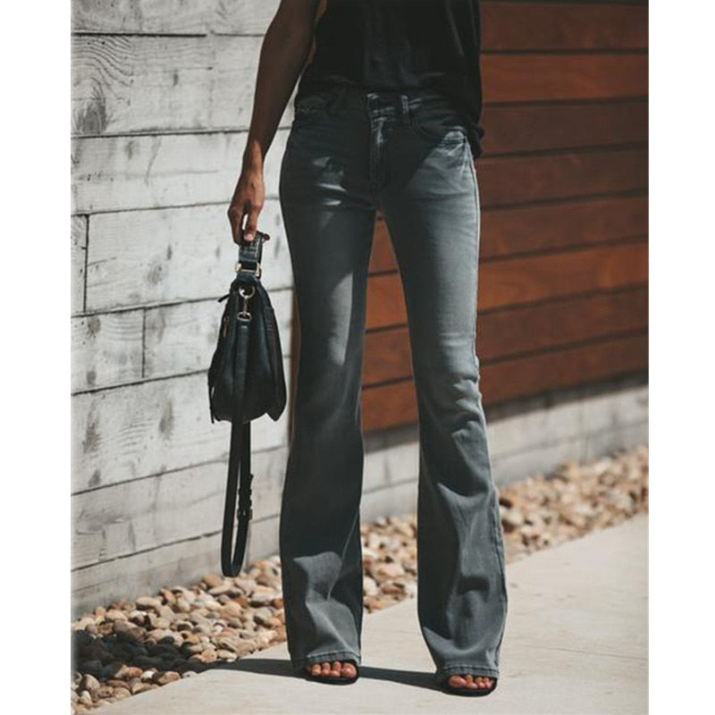 Queen Boss “Midnight Motion” High-Waisted Flared Jeans