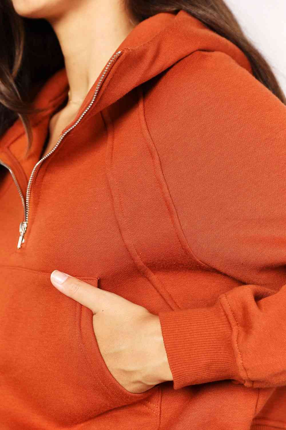Hottie Orange Half-Zip Long Sleeve Hoodie
