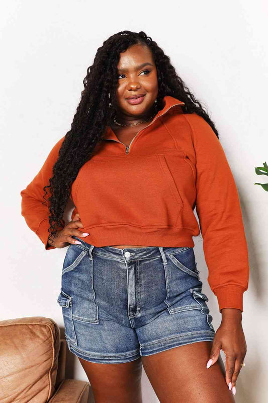 Hottie Orange Half-Zip Long Sleeve Hoodie