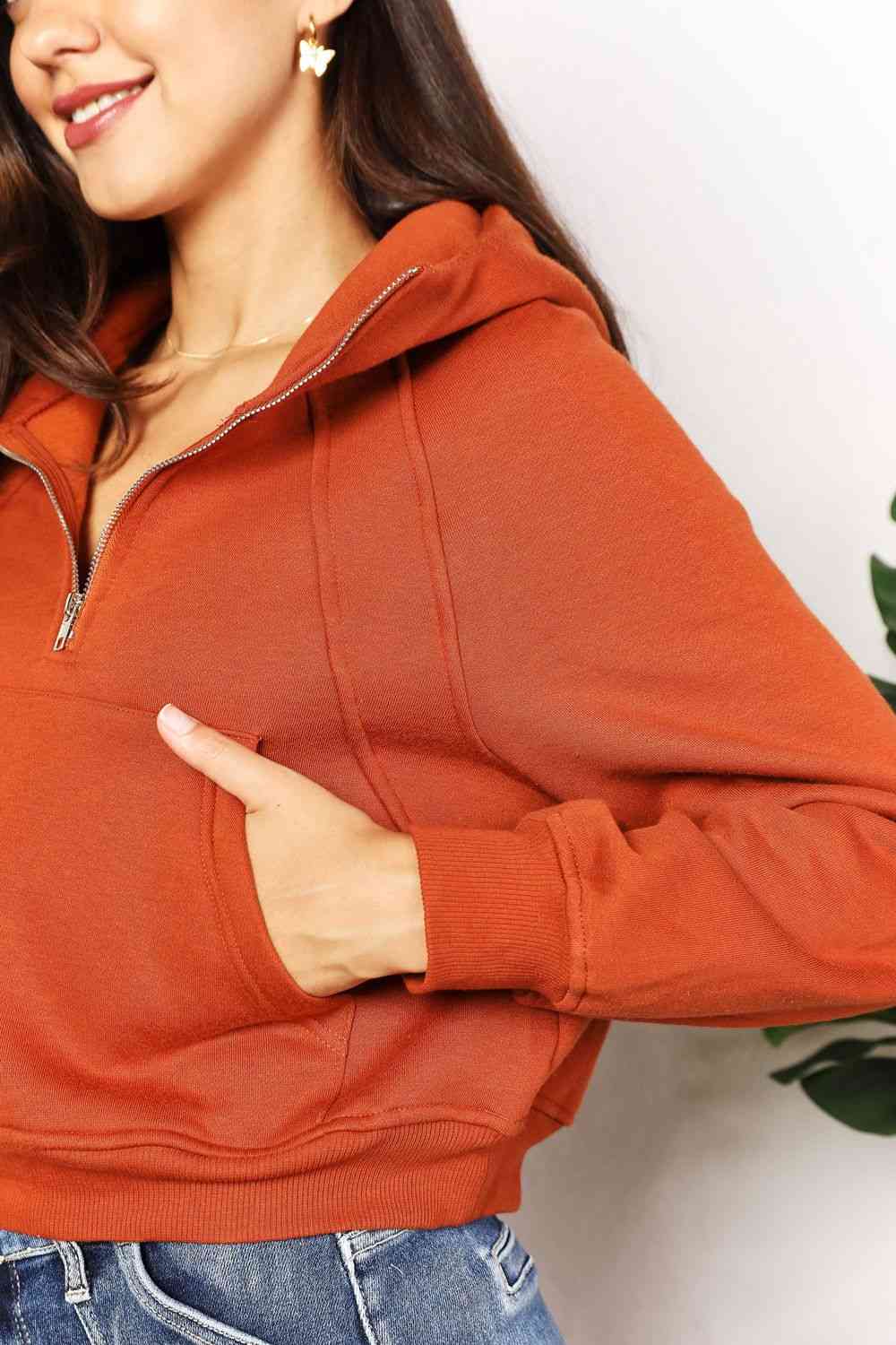 Hottie Orange Half-Zip Long Sleeve Hoodie