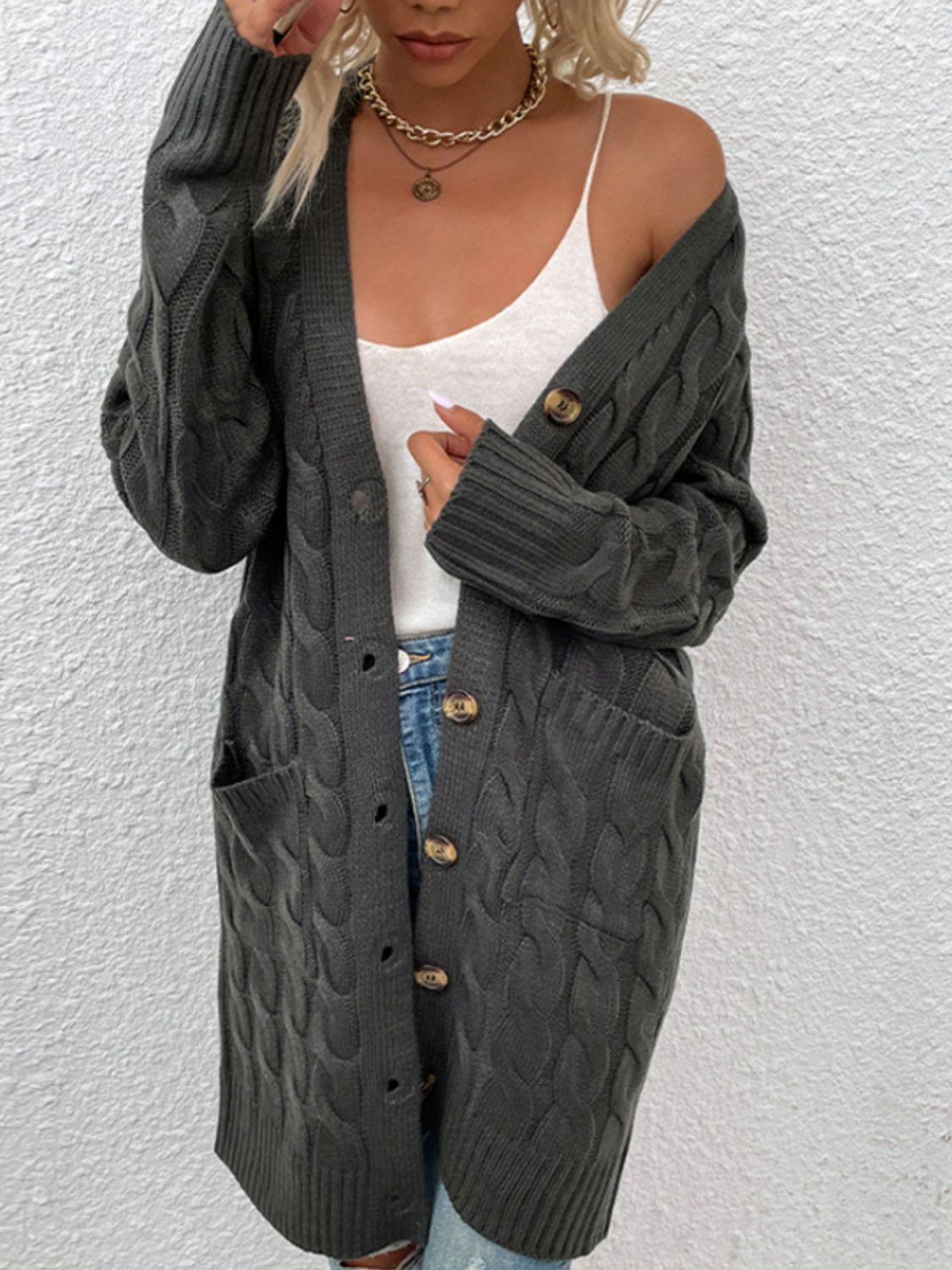 Full-Body Look Description: “Harvested Grace” Cardigan